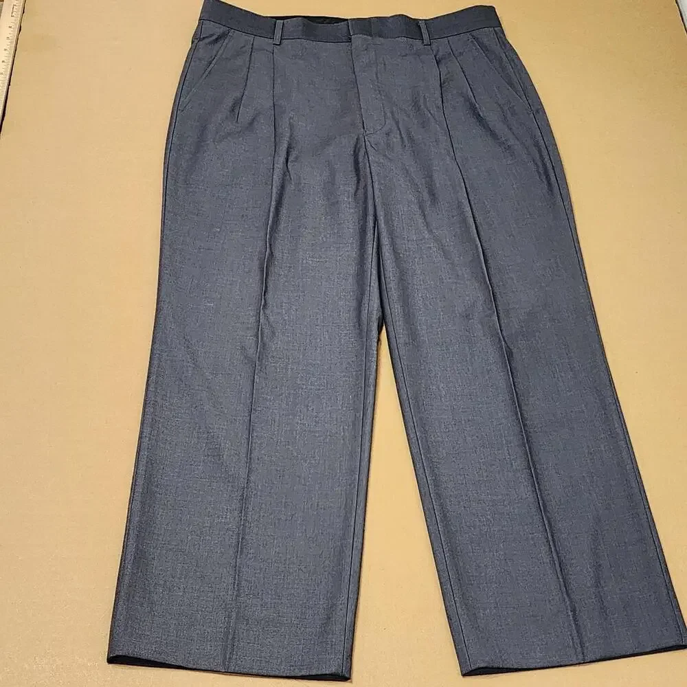 Vinci Suit Mens 44 38x29 Gray Poly Rayon Solid 3 Piece Classic Fit Notch Lapel